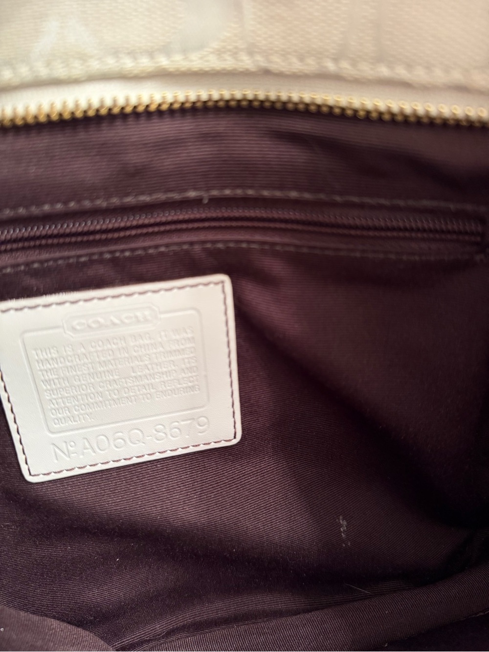 COACH Cream and Beige Signature Canvas Tote with Leather Charm - Picture 16 of 16